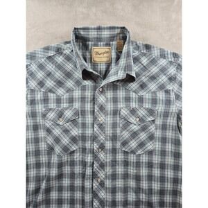 Wrangler Western Shirt Mens XL Plaid Snap Long Sleeve Cowboy Rodeo